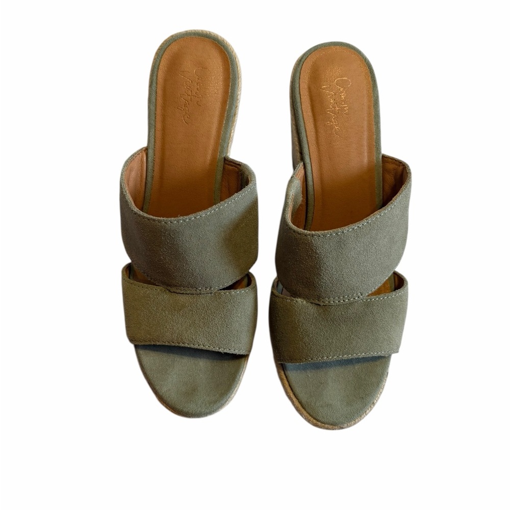 Crown Vintage Olive Suede Double-Strap Slide Mules